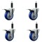 Service Caster 4'' Blue Poly Swivel 1'' Expanding Stem Caster Set Total Lock Brake, 4PK SCC-EXTTL20S414-PPUB-BLUE-1-4 - alternate 1